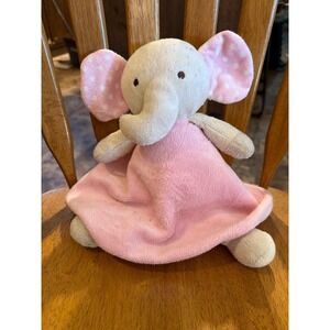 Sumersault Pink Gray Elephant Lovey Security Blanket Polka Dot Ears Plush Toy